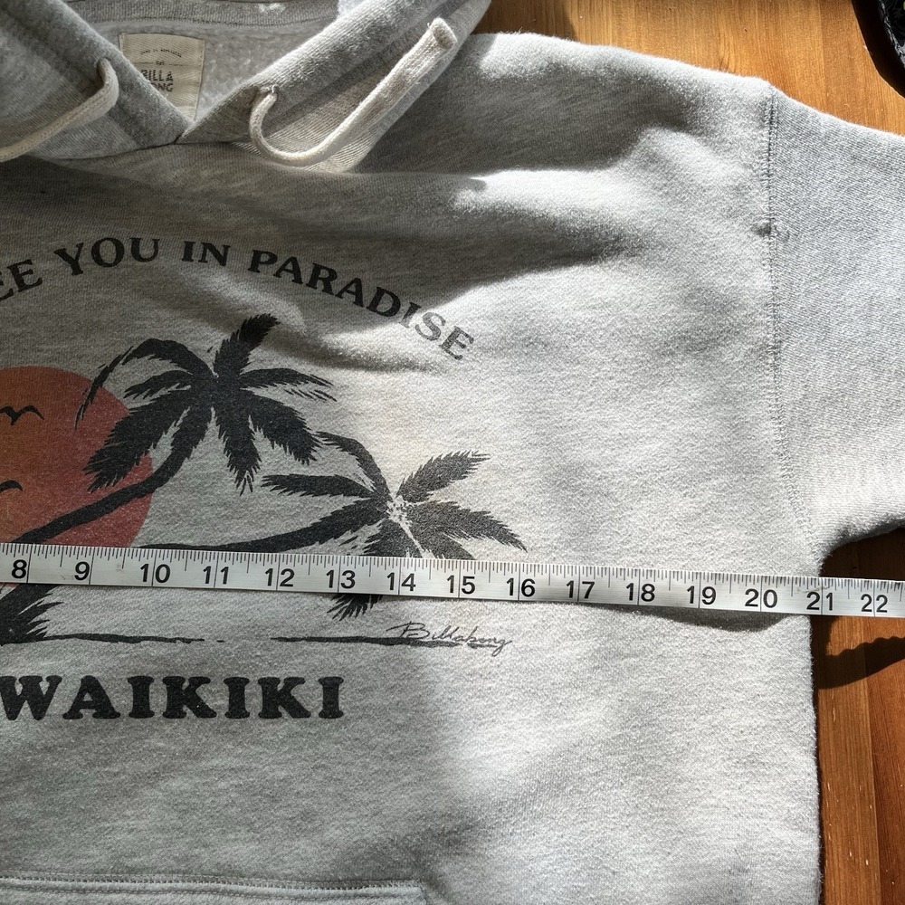 Billabong Pullover Hoodie Women's Medium Gray Waikiki Hawaii Paradise Retro Boho - Picture 10 of 11